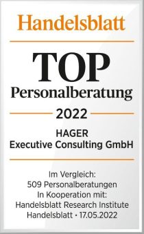 Handelsblatt kürt Hager Executive Consulting zur TOP Personalberatung 2022