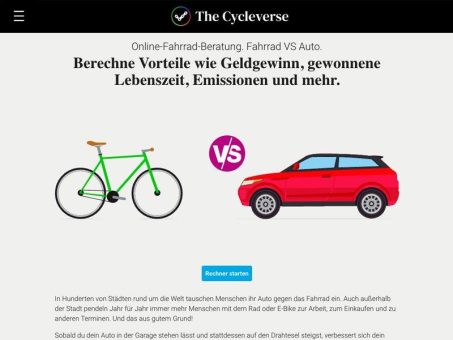 The Cycleverse launcht den Fahrrad- VS. Autorechner, um Vorteile wie Geldgewinn, gewonnene Lebenszeit, Emissionen und mehr zu berechnen.