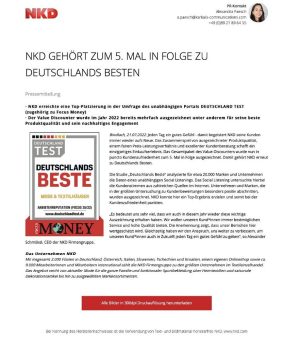 NKD gehört zum 5. Mal In Folge zu Deutschlands Besten