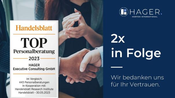 Die besten Personalberater Deutschlands 2023 – Handelsblatt prämiert HAGER Executive Consulting