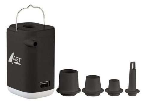 AGT Mini-4in1-Akku-Luftpumpe ALP-230, 4 Aufsätze, Powerbank-Funktion, 180l/Min