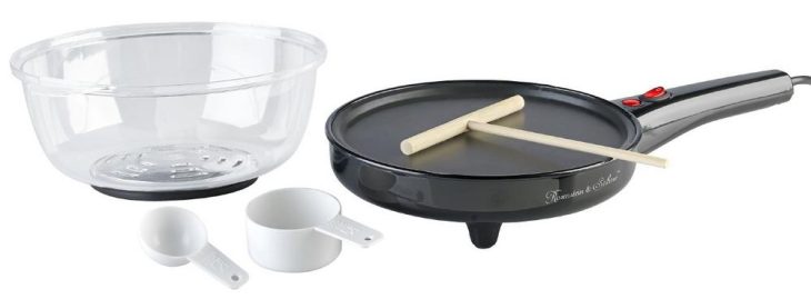 Rosenstein & Söhne 3in1-Crêpe-, Popcornmaker und elektrische Pfanne, 800 Watt, Ø 20 cm