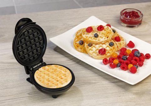 Rosenstein & Söhne Mini-Waffeleisen für runde Belgische Waffeln mit Ø 10,5 cm, 350 Watt