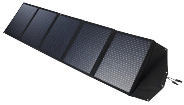 revolt Mobiles faltbares Solarpanel, 5 monokristalline Solarzellen, MC4, 200 Watt