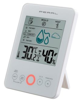 PEARL Digital-Hygro-/Thermometer mit Schimmel-Alarm & Komfort-Anzeige, weiß