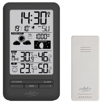 infactory Funk-Wetterstation FWS-170 mit Außensensor, Prognose, Luftdruck und Mondphase