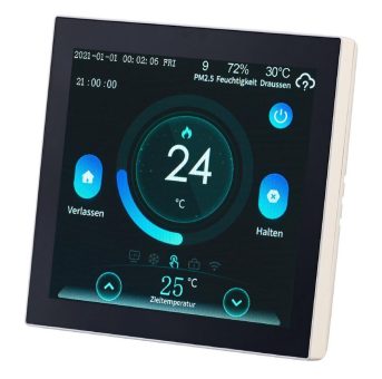 revolt WLAN-Fußbodenheizung-Thermostat mit Touchdisplay, Feinstaub-Anzeige