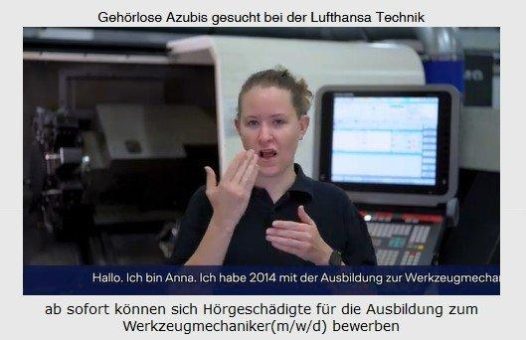 Hörbehinderte gesucht für die Ausbildung bei Lufthansa Technik – barrierefreier Informationsfilm auf www.deafservice.de