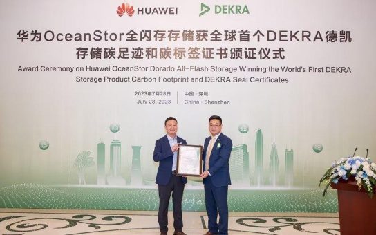 Huawei OceanStor: Erstes Speicherprodukt überhaupt mit DEKRA-Zertifikat für CO2-Fußabdruck und DEKRA Siegel-Zertifikat