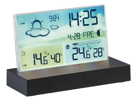 infactory Funk-Wetterstation FWS-670 mit rahmenlosem LCD-Display, Außensensor, Funk-Uhr