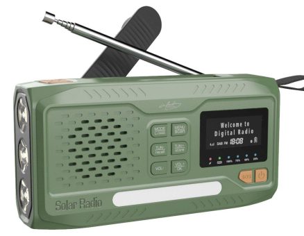 infactory Mobiles DAB+-Kurbelradio SOL-1550 mit EWF, Solarpanel, LED, USB, Bluetooth 5