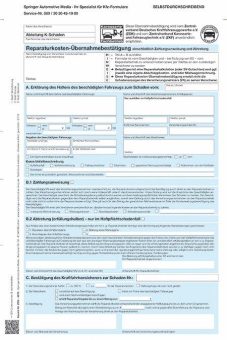 Neue Fassung: Reparaturkosten-Übernahmebestätigung