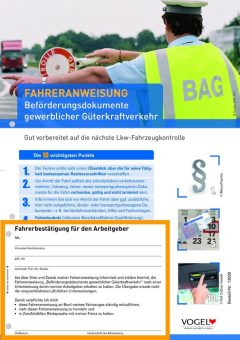 Neue Fahreranweisung: Beförderungsdokumente gewerblicher Güterkraftverkehr