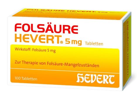 Noch deutlichere Deklaration: Folsäure Hevert 5 mg Tabletten