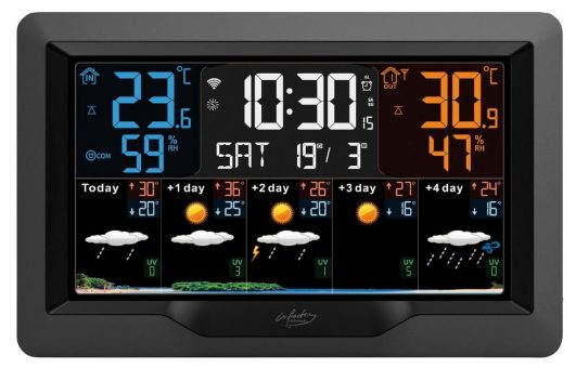 infactory Internet-Funk-Wetterstation FWS-900, UV-Index- & Wettertrend, Außensensor, App