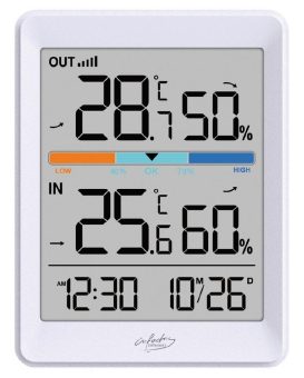 infactory Außen- und Innen-Thermometer und Hygrometer mit Funk-Außensensor, 60 m