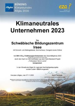 Kloster Irsee ist „Klimaneutrales Unternehmen 2023“