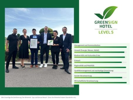 „Der Birkenhof – Spa und Genuss Resort“ wurde vom GreenSign Institut als Vorreiter in Sachen Nachhaltigkeit gewürdigt