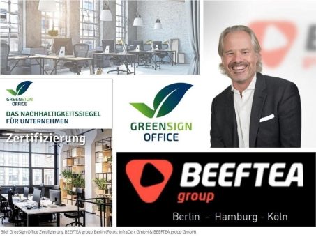 Nachhaltigkeitszertifikat für BEEFTEA und ehotel® – InfraCert zertifiziert erste Unternehmen mit dem GreenSign Office