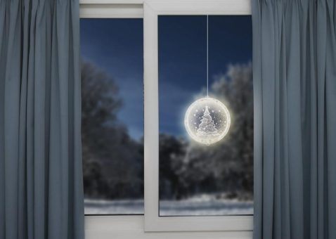 Lunartec Weihnachtliches Fenster-Licht mit Glocken-Motiv, 26 LEDs, Ø 16 cm