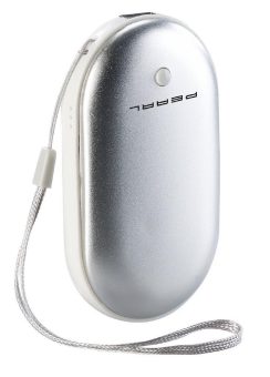 PEARL 2in1-Powerbank PB-280 mit Handwärmer, 4.000 mAh, 3 Temperaturstufen, silber