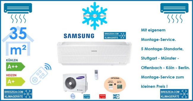 SAMSUNG Klimaanlage Wandgerät WindFree Excklusive 3,5 kW – AR 12 RXPXBWKN/Neu + AR 12 RXPXBWKX/Neu R32 Set für 1 Zimmer mit 35 m² Fläche