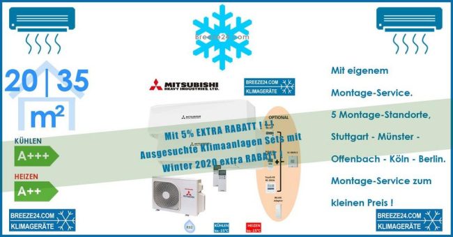 Mitsubishi Heavy Klimaanlage Wandgerät SRK 20 ZS-W + SRK 35 ZS-W + Außengerät SCM 40 ZS-W R32 Set für 2 Zimmer mit je 20 | 35 m²