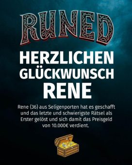 10.000€ Schatz gefunden – Letztes Rätsel aus Fantasy Buch „RUNED – Das verschollene Auge“ gelöst