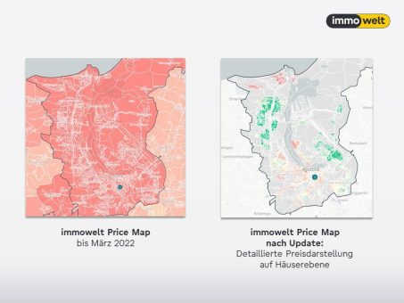 Detaillierte Preisdarstellung auf Häuserebene: immowelt Price Map bekommt umfangreiches Update