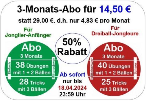 Am 18. April ist der Tag der Jongleure – Ab sofort gibt es Top-Angebote bei der Jonglierschule München