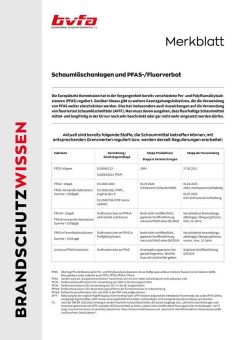 Neues bvfa-Merkblatt „Schaumlöschanlagen und PFAS-/Fluorverbot“