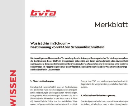 Neues bvfa-Merkblatt zur Fluorbestimmung in Schaumlöschmitteln