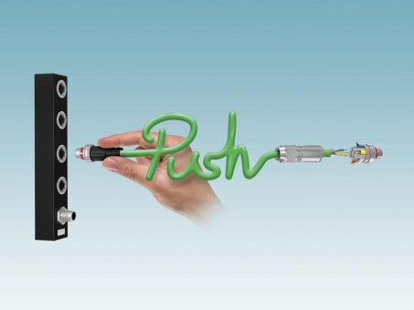 Konfektionierbare M12-Steckverbinder mit Push-Pull-Schnellverriegelung und Push-Lock-Anschluss