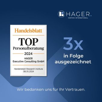 HAGER Executive Consulting erneut unter den Handelsblatt TOP 40 der besten Personalberater Deutschlands 2024