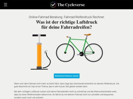 The Cycleverse launcht den Fahrrad-Reifendruck Rechner.