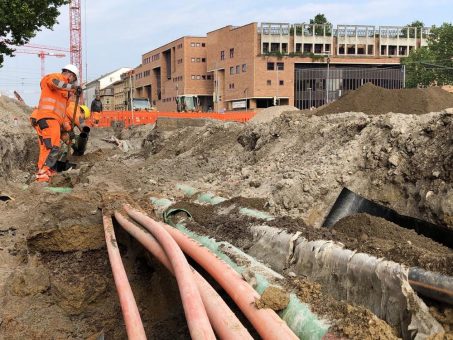 Zunehmend erhält die Oberfläche Kriegsstraße ihr neues Gesicht