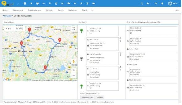 Mit der CRM+ Umkreissuche optimal Kundenbesuche planen