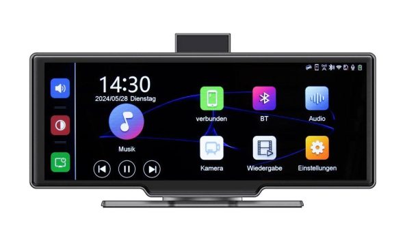 Lescars IPS-HD-Touchscreen CAS-5050.acp, Android & Apple CarPlay, 10,26″/26 cm, 2K-Frontcam