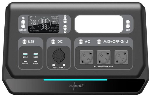 revolt  2in1-On-Grid-Powerstation & Solar-Konverter HSG-2048, 2.048Wh, USV, App, 2.200 Watt