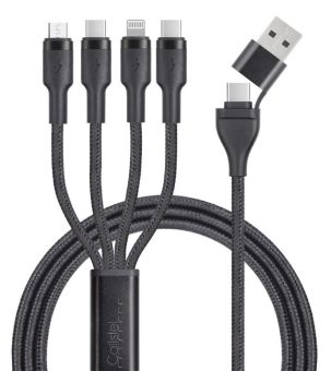 Callstel 8in1-Lade-/Datenkabel USB-C/A zu USB-C/Micro-USB/Lightning 60 Watt, farbig