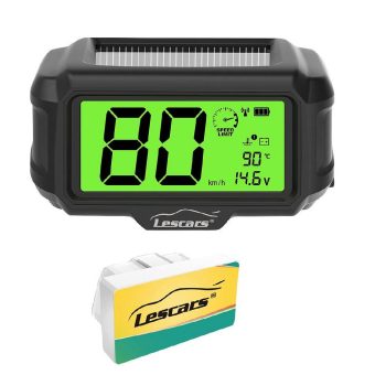 Lescars Funk-OBD2-Geschwindigkeitsmesser mit Solar-LCD-Display, 12 Volt