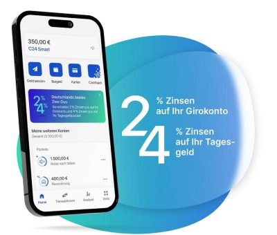 4,0 Prozent Zinsen: C24 Bank bietet Deutschlands attraktivsten Zinssatz für Tagesgeld