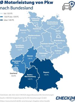 PS-Atlas: Im Süden Deutschlands fahren die Autos mit den stärksten Motoren