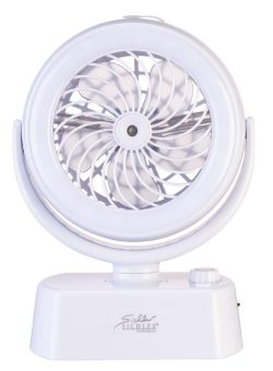 Sichler Haushaltsgeräte Akku-Tisch-Ventilator & Vernebler VT-26.T, Oszilation, LED-Ring, 1.200mAh