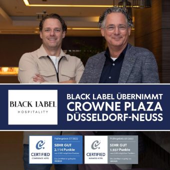 Übernahme des Crowne Plaza Düsseldorf-Neuss durch Black Label Hospitality