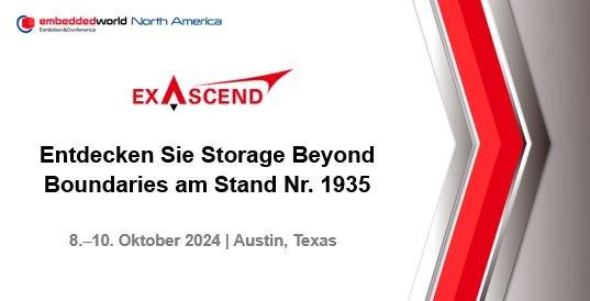 Exascend präsentiert Storage Beyond Boundaries auf der embedded world North America 2024