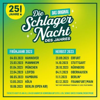 Wir feiern 25 Jahre! Die Schlagernacht des Jahres