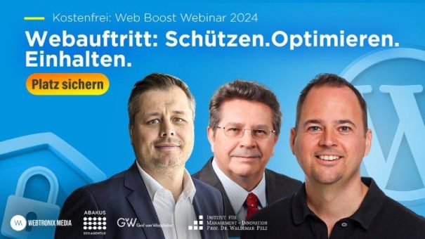 Webtronix Media Webinar „Webauftritt: Schützen. Optimieren. Einhalten.“ am 08.11.2024