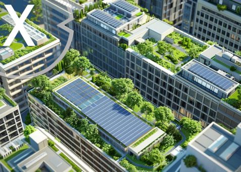 Stadtplanung: Das Green-PV Dach Konzept (Photovoltaik & Gründach) neben Fassadensolar & die Solar City Pergola für ein besseres Stadtklima