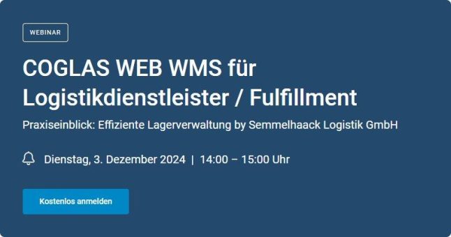 Webinar: COGLAS WEB WMS für Logistikdienstleister / Fulfillment